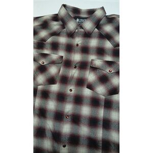 Outback Trading Company Mens XXL Western‎ PearlSnap Burgundy Long Sleeve Flannel